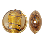 Silver Foil Lampwork Beads, Flat Round, amber, 20mm, Hole:Approx 1.5mm, 100PCs/Bag, Sold By Bag