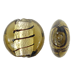 Perles murano feuille d'argent, chalumeau, Plat rond, cyan, 20mm, Trou:Environ 1.5mm, 100PC/sac, Vendu par sac