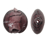 Silver Foil Lampwork Beads, Flat Round, dark purple, 20mm, Hole:Approx 1.5mm, 100PCs/Bag, Sold By Bag