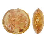 Goldsand Lampwork Perlen, flache Runde, Bernstein, 20x10mm, Bohrung:ca. 1.5mm, 100PCs/Tasche, verkauft von Tasche