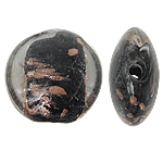 Perles de Murano sable d'or, chalumeau, Plat rond, noire, 20x10mm, Trou:Environ 1.5mm, 100PC/sac, Vendu par sac