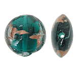 Perles de Murano sable d'or, chalumeau, Plat rond, vert, 20x10mm, Trou:Environ 1.5mm, 100PC/sac, Vendu par sac