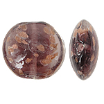 Perles de Murano sable d'or, chalumeau, Plat rond, brun, 20x10mm, Trou:Environ 1.5mm, 100PC/sac, Vendu par sac