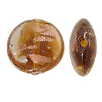 Gold Sand Lampwork Beads, Flat Round, khaki, 20x10mm, Hole:Approx 1.5mm, 100PCs/Bag, Sold By Bag