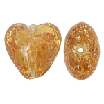Perles de Murano sable d'or, chalumeau, coeur, Ambre, 28x28x19mm, Trou:Environ 2mm, 100PC/sac, Vendu par sac