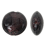 Silver Foil Lampwork Beads, Flat Round, brown, 12x8mm, Hole:Approx 1.5mm, 100PCs/Bag, Sold By Bag