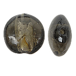 Silberfolie Lampwork Perlen, flache Runde, Kaffeefarbe, 12x8mm, Bohrung:ca. 1.5mm, 100PCs/Tasche, verkauft von Tasche