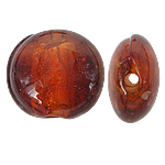 Silver Foil Lampwork Beads, Flat Round, dark red, 12x8mm, Hole:Approx 1.5mm, 100PCs/Bag, Sold By Bag