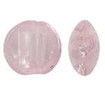 Stříbrná fólie Lampwork korálky, Vinuté, Flat Round, růžový, 12x8mm, Otvor:Cca 1.5mm, 100PC/Bag, Prodáno By Bag
