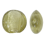 Perles murano feuille d'argent, chalumeau, Plat rond, cyan clair, 12x8mm, Trou:Environ 1.5mm, 100PC/sac, Vendu par sac
