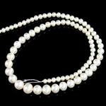 Cultured Round Freshwater Pearl Beads, natural, white, Grade AA, 5-10mm, Hole:Approx 0.5mm, Sold Per 15.5 Inch Strand