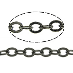 Brass Oval Chain, plumbum black color plated, nickel, lead & cadmium free, 4.50x3.50x0.50mm, Length:100 m, Sold By Lot