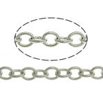Brass Oval Chain, platinum color plated, nickel, lead & cadmium free, 4.50x3.50x0.70mm, Length:100 m, Sold By Lot