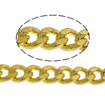 Messing Curb Chain, gold plated, kinketting, nikkel, lood en cadmium vrij, 3.50x2.50x0.70mm, Lengte 100 m, Verkocht door Lot