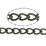 Brass Oval Chain, plumbum black color plated, twist oval chain, nickel, lead & cadmium free, 3.50x2.50x0.50mm, Length:100 m, Sold By Lot