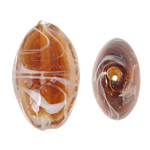 Perles murano faites à la main , chalumeau, ovale, Jaune, 17x24x10mm, Trou:Environ 2mm, 100PC/sac, Vendu par sac