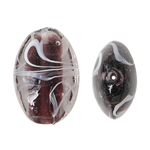 Perles murano faites à la main , chalumeau, ovale, violet, 17x24x10mm, Trou:Environ 2mm, 100PC/sac, Vendu par sac