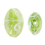 Perles murano faites à la main , chalumeau, ovale, vert, 17x24x10mm, Trou:Environ 2mm, 100PC/sac, Vendu par sac