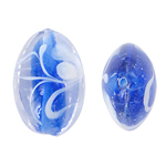 Perles murano faites à la main , chalumeau, ovale, bleu, 17x24x10mm, Trou:Environ 2mm, 100PC/sac, Vendu par sac