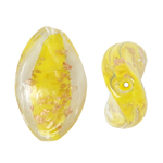 Gold Sand Lampwork Beads, Twist, yellow, 17x26x6mm, Hole:Approx 1.5mm, 100PCs/Bag, Sold By Bag