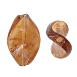 Perles de Murano sable d'or, chalumeau, spiral, brun, 17x26x6mm, Trou:Environ 1.5mm, 100PC/sac, Vendu par sac