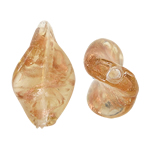 Perles de Murano sable d'or, chalumeau, spiral, brun, 16x28x6mm, Trou:Environ 1.5mm, 100PC/sac, Vendu par sac
