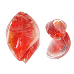 Perles de Murano sable d'or, chalumeau, spiral, rouge, 17x26x6mm, Trou:Environ 1.5mm, 100PC/sac, Vendu par sac