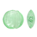 Perles murano feuille d'argent, chalumeau, Plat rond, vert clair, 29x13mm, Trou:Environ 2mm, 100PC/sac, Vendu par sac