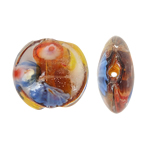 Silver Foil Lampwork Beads, Flat Round, gold sand and silver foil, brown, 20x10mm, Hole:Approx 2mm, 100PCs/Bag, Sold By Bag
