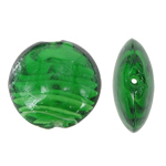 Perles de Murano à torsion intérieure, chalumeau, Plat rond, vert, 28x12mm, Trou:Environ 2mm, 100PC/sac, Vendu par sac
