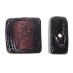 Silver Foil Lampwork Beads, Square, dark purple, 12x6mm, Hole:Approx 2mm, 100PCs/Bag, Sold By Bag