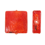 Abalorios de Cristal de Murano con Plata, Cuadrado, lámina de plata, Rojo, 12x6mm, agujero:aproximado 2mm, 100PCs/Bolsa, Vendido por Bolsa
