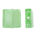 Perles murano feuille d'argent, chalumeau, cadre, vert clair, 12x6mm, Trou:Environ 2mm, 100PC/sac, Vendu par sac