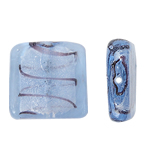 Abalorios de Cristal de Murano con Plata, Cuadrado, lámina de plata, azul claro, 20x7mm, agujero:aproximado 2mm, 100PCs/Bolsa, Vendido por Bolsa