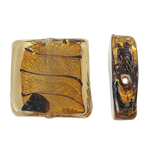 Silver Foil Lampwork Beads, Square, amber, 20x7mm, Hole:Approx 2mm, 100PCs/Bag, Sold By Bag