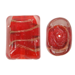 Goldsand Lampwork Perlen, Rechteck, rot, 15x20x11mm, Bohrung:ca. 2.5mm, 100PCs/Tasche, verkauft von Tasche