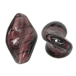 Perles murano feuille d'argent, chalumeau, spiral, violet, 19x29x7mm, Trou:Environ 2mm, 100PC/sac, Vendu par sac