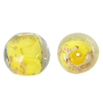 Abalorios de Cristal de Murano con Arena Dorada, Esférico, amarillo, 15mm, agujero:aproximado 1.5mm, 100PCs/Bolsa, Vendido por Bolsa