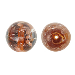 Gold Sand Lampwork Beads, Round, brown, 15mm, Hole:Approx 1.5mm, 100PCs/Bag, Sold By Bag