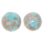 Goldsand Lampwork Perlen, rund, blau, 15mm, Bohrung:ca. 1.5mm, 100PCs/Tasche, verkauft von Tasche