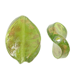 Perles de Murano sable d'or, chalumeau, spiral, vert, 15x21x4mm, Trou:Environ 1.5mm, 100PC/sac, Vendu par sac