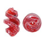 Granulos artesanais de  Lampwork, vidrilho, Hélice, vermelho, 15x29mm, Buraco:Aprox 2mm, 100PCs/Bag, vendido por Bag