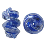 Granulos artesanais de  Lampwork, vidrilho, Hélice, azul, 15x29mm, Buraco:Aprox 2mm, 100PCs/Bag, vendido por Bag