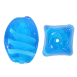 Abalorios de Cristal de Murano con Interior Trenzado, Óvalo, Azul Celeste, 17x24mm, agujero:aproximado 2mm, 100PCs/Bolsa, Vendido por Bolsa