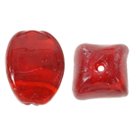 Abalorios de Cristal de Murano con Interior Trenzado, Óvalo, Rojo, 17x24mm, agujero:aproximado 2mm, 100PCs/Bolsa, Vendido por Bolsa