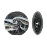 Goldsand Lampwork Perlen, flache Runde, schwarz, 20x9mm, Bohrung:ca. 2mm, 100PCs/Tasche, verkauft von Tasche
