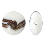 Goldsand Lampwork Perlen, flache Runde, weiß, 20x9mm, Bohrung:ca. 2mm, 100PCs/Tasche, verkauft von Tasche