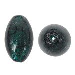 Perles murano feuille d'argent, chalumeau, ovale, vert, 18x29mm, Trou:Environ 2mm, 100PC/sac, Vendu par sac