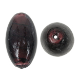 Perles murano feuille d'argent, chalumeau, ovale, couleur rouge de café, 18x29mm, Trou:Environ 2mm, 100PC/sac, Vendu par sac