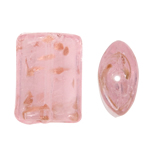 Gold Sand Lampwork Beads, Rectangle, pink, 22x30x11mm, Hole:Approx 2mm, 100PCs/Bag, Sold By Bag